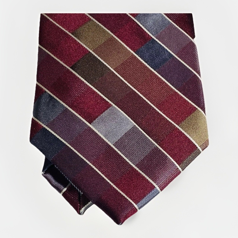 Madison Men's Geometric Reds Greys Tan  Necktie